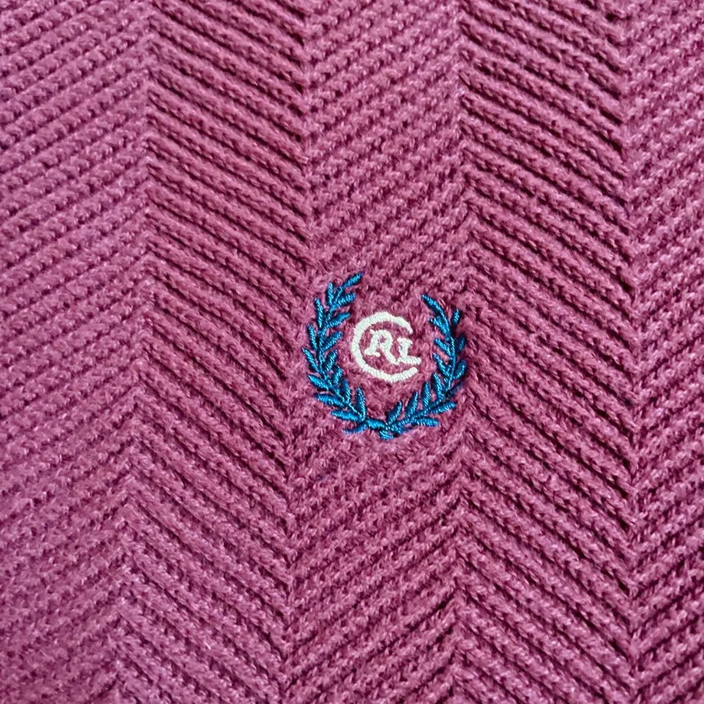 Vtg Chaps Ralph Lauren Herringbone Cotton Pullover Crewneck Sweater XL Burgundy